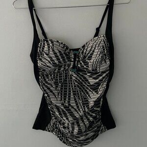 Skye Body Contour Tankini Bathing Suit Top- Blk/White Size S/P